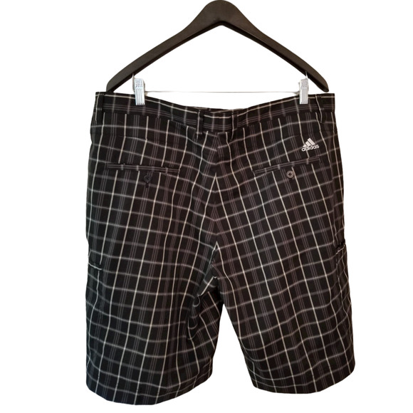 Adidas Shorts‎ Plaid Black White Men's Size 38 Inseam 11 in - Picture 1 of 8